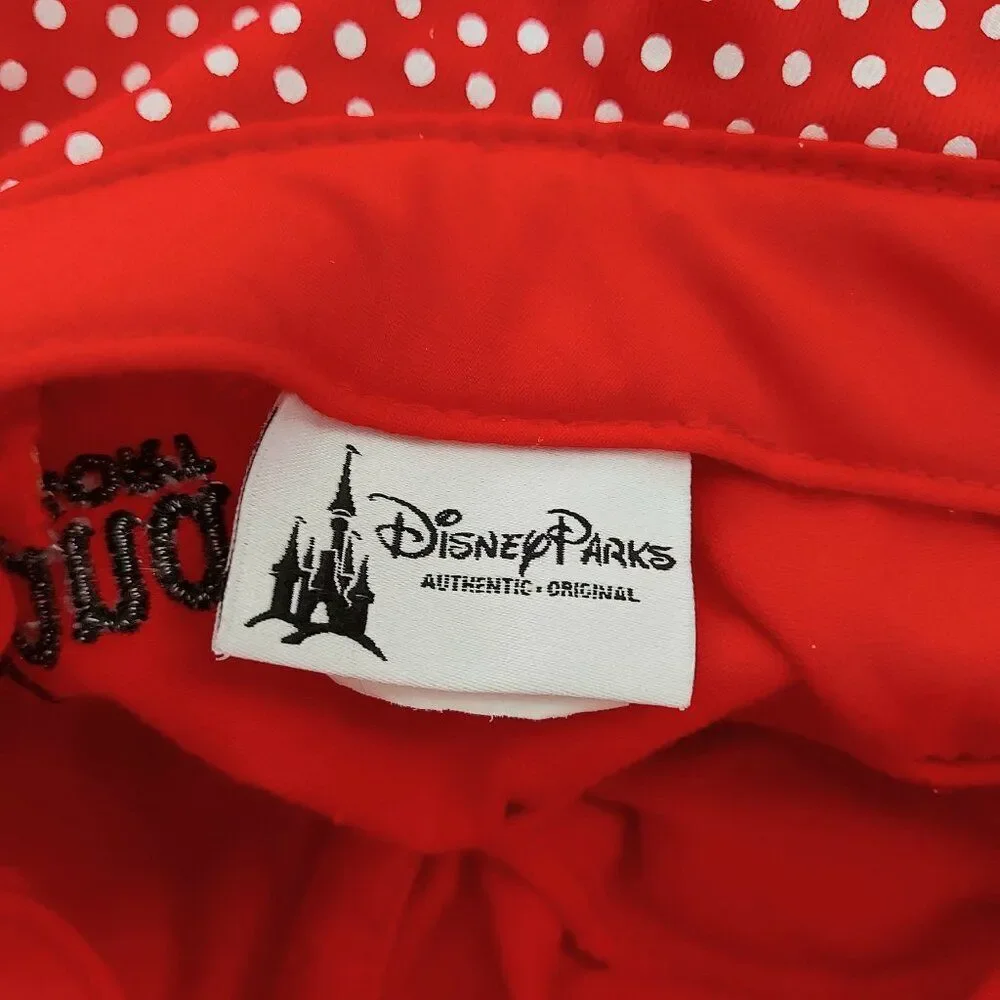 Disneyland Parks Bucket Hat Girl One Size Red Polka Dot Minnie Mouse Embroidered